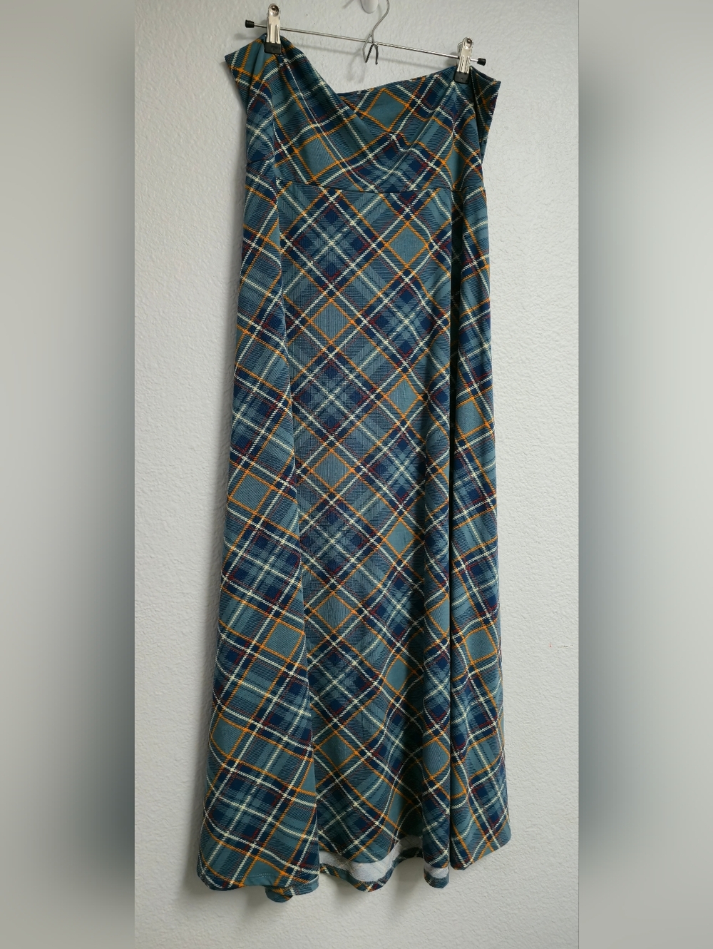 Lularoe Plaid Maxi Skirt in Teal and Navy